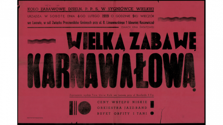 Афіша карнавалу, 1939 рік, джерело: polona.pl