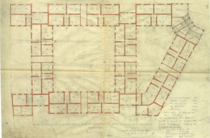 Housing at 8 Hrekova st. Floorplan of the building, source - DALO, provided by Center for Urban History of East Central Europe